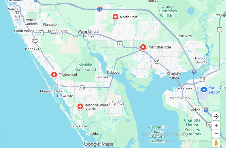 Service Areas Map